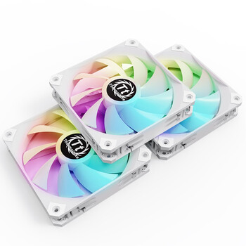 Thermaltake（Tt）枭龙 12 ARGB 雪白版 机箱风扇（ARGB风扇*3/集线器*1/主板同步/减震设计/PWM智能温控）