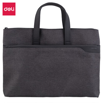 得力(deli)63750 便携式时尚简约手提袋公文包手提包会议包 拉链袋收纳包电脑包商包 办公用品 深灰 1个装