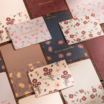 狮洛德 新年复古贺卡6张表白生日祝福卡礼物装饰卡邀请留言卡片礼物装饰碎花系列带信封