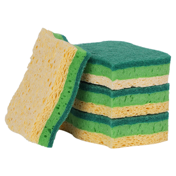 LYNN  天然木浆棉百洁布抹布4片 双面双效洗碗巾去油污海绵擦