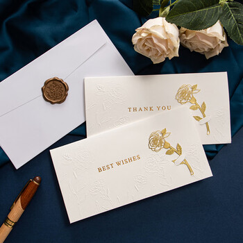 天色玫瑰书签贺卡新年情人节礼物生日明信片邀请函伴手送礼1贺卡1信封1内页1火漆贴TS-6123Bestwishes