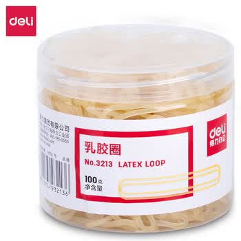 得力（deli）乳胶圈/橡皮筋/橡胶圈/牛皮筋100g桶装 办公 耐用3213