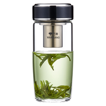 万象（WANXIANG）银离子抗菌单层玻璃杯商务高档水杯便携车载茶杯TU56夜光蓝470ml