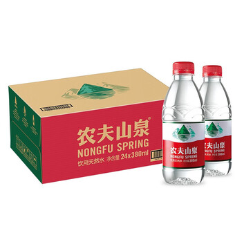 农夫山泉饮用水饮用天然水普通装380ml*24瓶 整箱装塑膜包装随机
