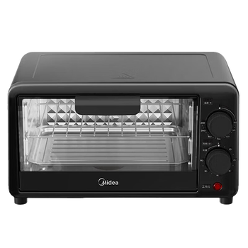 美的美的电烤箱10升机械式60-230度调温60分钟定时双金属烤管极简操作PT10B3耀石黑