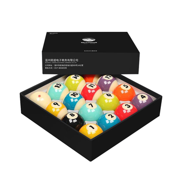 威仕顿8A台球子 黑八花式标准大号训练台球桌配件母球十六彩57MM水晶球