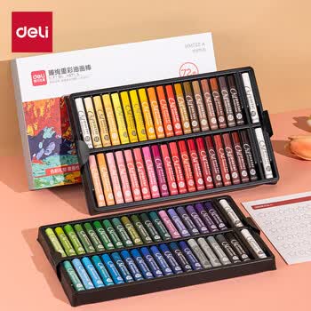 得力（deli）72色重彩油画棒天地盖彩盒装臻绚专业缤纷色粉棒儿童画画蜡笔套装礼物HM722-A毕业礼物男女孩