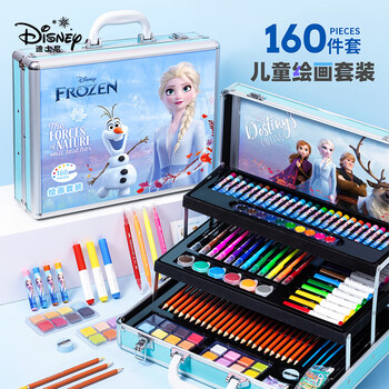 迪士尼（Disney）绘画礼盒160件女孩生日礼物儿童画画文具礼盒水彩笔小学生玩具 艾莎公主大BOX魔法箱