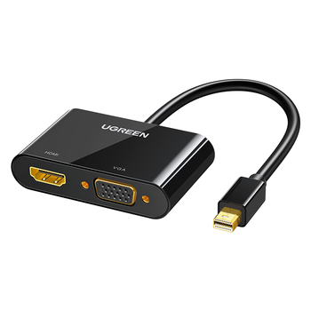 绿联Mini DP转HDMI/VGA转换器线4K迷你DP雷电2拓展坞转接头 适用苹果微软电脑接显示器投影仪 10439