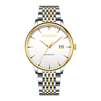 crownqin2021新品秋季新款镶钻夜光大表盘手表男士商务机械男士手表