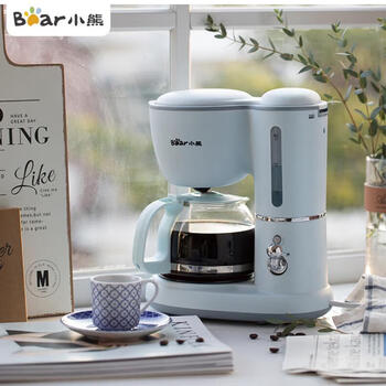 小熊（Bear）咖啡机 家用滴漏式全自动迷你小型咖啡粉泡茶两用办公室煮茶机KFJ-A06K1--天蓝色