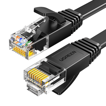绿联六类网线 千兆网络宽带线 CAT6类家用电脑监控扁平网线 8芯双绞双接头成品跳线 10米 黑色50178