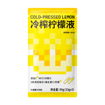 柠檬共和国（Lemon Republic）冷榨柠檬液NFC柠檬汁维C办公室下午茶复合果汁饮料冲饮33g*3条装