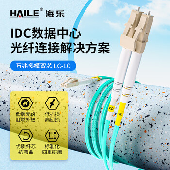 HAILE海乐 万兆多模光纤跳线LC-LC低烟无卤双芯跳纤OM3UPC接头50/125尾纤10米HJ-2LC-LC-MT10 HAILE海乐 万兆多模光纤跳线LC-LC低烟无卤双芯跳纤OM3UPC接头50/125尾纤10米HJ-2LC-LC-MT10