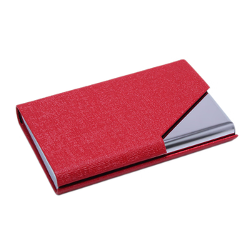 优必利 名片盒 便携商务名片夹 男女办公皮面名片收纳包 支持定制logo印刷 单个装 1605红色