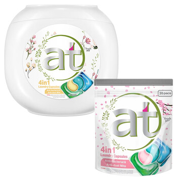 清可新4合1洗衣凝珠套装持久留香/玫瑰盒装60粒+樱花袋装20粒组合装