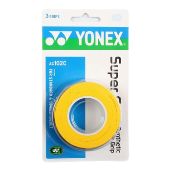 YONEX尤尼克斯羽毛球拍手胶运动吸汗带握把胶AC102C黄色三条装