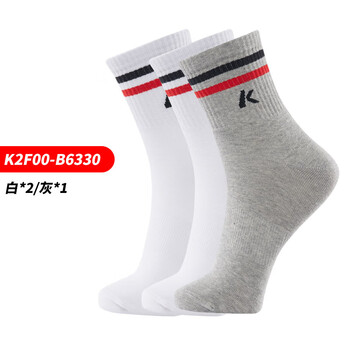 川崎（KAWASAKI）羽毛球袜篮球袜跑步运动短袜子6330 白白灰(三双装) 均码