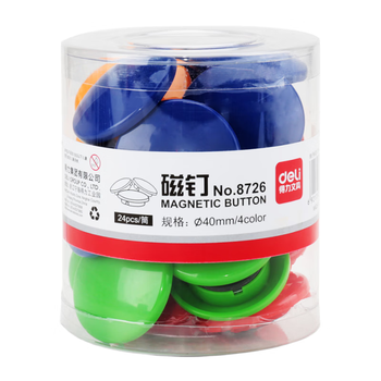 得力 24粒/筒彩色白板磁钉/吸铁石/磁铁 冰箱贴直径白板配件强力磁铁吸铁石教学图钉黑板磁性吸力8726