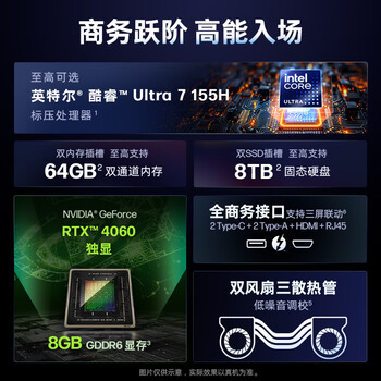 惠普(HP)战99 高性能轻薄游戏本AI酷睿标压 16英寸Ultra7 64G 2T RTX4060 2.5k屏