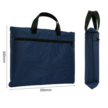 西玛（SIMAA）双层事务包拉链袋 手提商务会议包公文包 文件资料收纳包办公用品蓝色6714