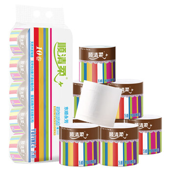 顺清柔 有芯卷纸2000g/提 (10卷)*5提 5层彩虹 清洁卫生纸原生木浆