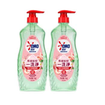 奥妙（OMO）洗洁精 酵素餐具净白桃洋甘菊香型2X1KG +手帕纸1包