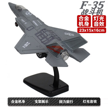 中麦微飞机玩具仿真J20飞机航空模型儿童玩具合金属美式战斗机摆件礼品 F-35战斗机 浅灰色