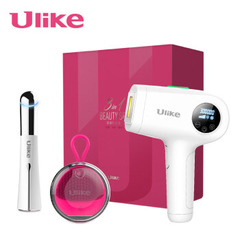 ulike 脱毛仪 家用冰感脱毛器+美眼仪 护眼仪眼部按摩仪器+硅胶洁面仪 亮眼净肤清颜套装礼盒