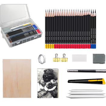 蒙玛特(Mont Marte)素描套装43件 素描铅笔绘画工具画画炭笔素描纸2b4b6b初学者练习铅笔套装SX-QBTZ0005-1  速写 马克笔绘画