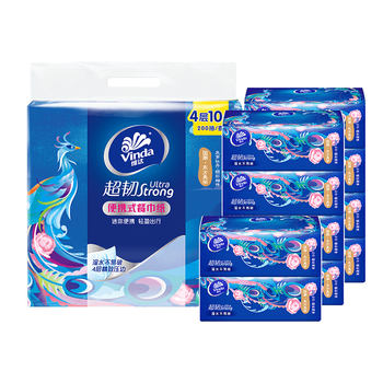 维达（Vinda）超韧餐巾纸 4层20抽*10包 国潮设计 湿水不易破 小方巾