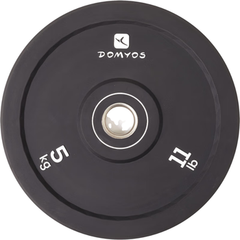 迪卡侬奥杠大孔杠铃片包胶防震力量举重深蹲手抓训练健身器材CRO白色5kg2521998