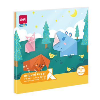 得力(deli)100张19*19cm彩色折纸剪纸彩纸 美术绘画涂鸦课堂DIY手工纸软卡纸 儿童文具生日开学礼物