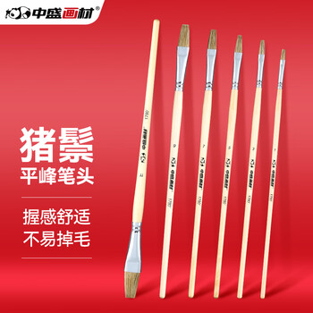 中盛画材(transon)油画笔 单支猪鬃平头水粉油画丙烯颜料专用画笔排笔 绘画手绘墙绘毛笔工具美术生10号美术写生