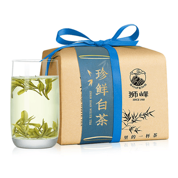 狮峰牌绿茶安吉原产地白茶茶叶明前特级100g竹襄纸包装自饮送礼