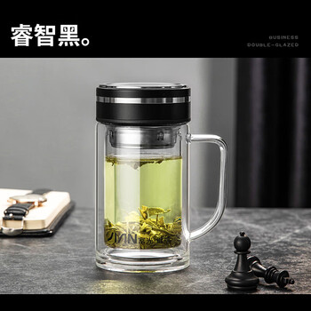 富光（FUGUANG）致享双层玻璃杯茶水分离杯带把手340ml X1924-SH-340B颜色随机