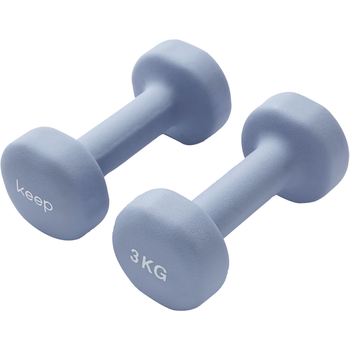 Keep哑铃女士男士健身家用彩色浸塑环保手铃亚铃全身塑形紫灰色3kg*2