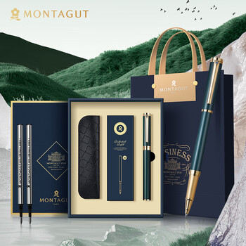 梦特娇（MONTAGUT）【礼物】梦特娇（MONTAGUT）金属宝珠笔男女商务办公签单笔1笔2芯笔袋潘朵拉系列孔雀绿0.5mm