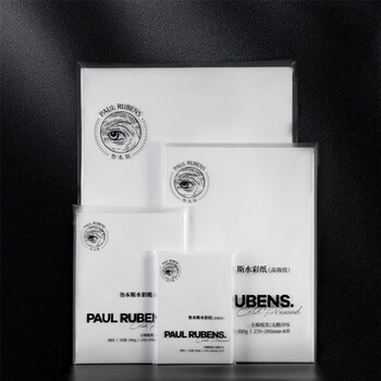 鲁本斯（PaulRubens）高吸收水彩纸全棉浆加厚8k细纹300g学院级素描纸美术水粉颜料图画纸本10张/包