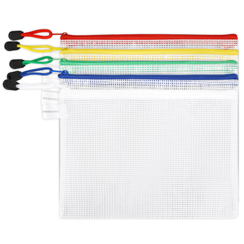 西玛（SIMAA）5只防水A5收纳袋网格拉链袋 学科分类袋科目袋防水试卷袋文件袋 办公用品 6856