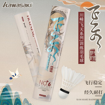 川崎（KAWASAKI）羽毛球训飞天6号耐打专业比赛训练鹅毛球10个装