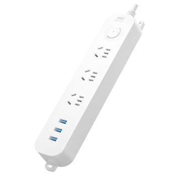 得力（deli）智能分流USB插座/插排/插线板/排插/插板/拖线板 3USB接口+3孔 总控1.8米 LU9070(1.8)