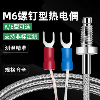欧华远 k型E型M6螺钉式热电偶温度传感器测温仪电热偶温控器探头感温线E型 M6 公制(细牙) 2米线