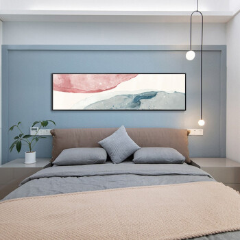 床头画客厅装饰画沙发背景墙画酒店过道玄关挂画现代轻奢抽象横幅壁画