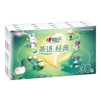 心相印手帕纸 茶语经典4层5片*30包 兔小印印花款 纸巾便携 湿水不易破