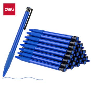 得力(deli)0.7mm英文专用低粘度圆珠笔 迷你头中油笔36支/盒DL-6546S蓝