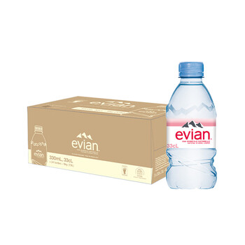 依云（evian）进口矿泉水 330ml*24瓶 法国原装 整箱装 (软瓶)饮用水