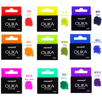 【开学必备】慕那美（monami）OLIKA彩色钢笔墨囊 透明墨胆手账钢笔原配墨囊5支装 蓝色02099T