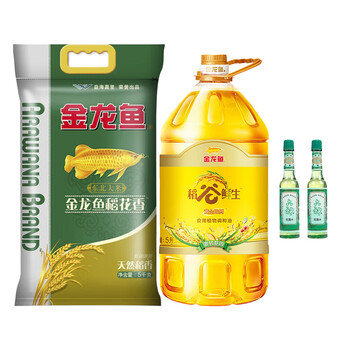 金龙鱼花露水95ml*2瓶 清凉止痒+稻花香5KG+稻谷鲜生调和油5L 米随机
