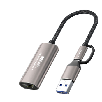 优籁特HDMI视频采集卡4K输入USB/Type-C双输出适用PS5笔记本电脑手机相机Switch游戏直播录制盒0.15米